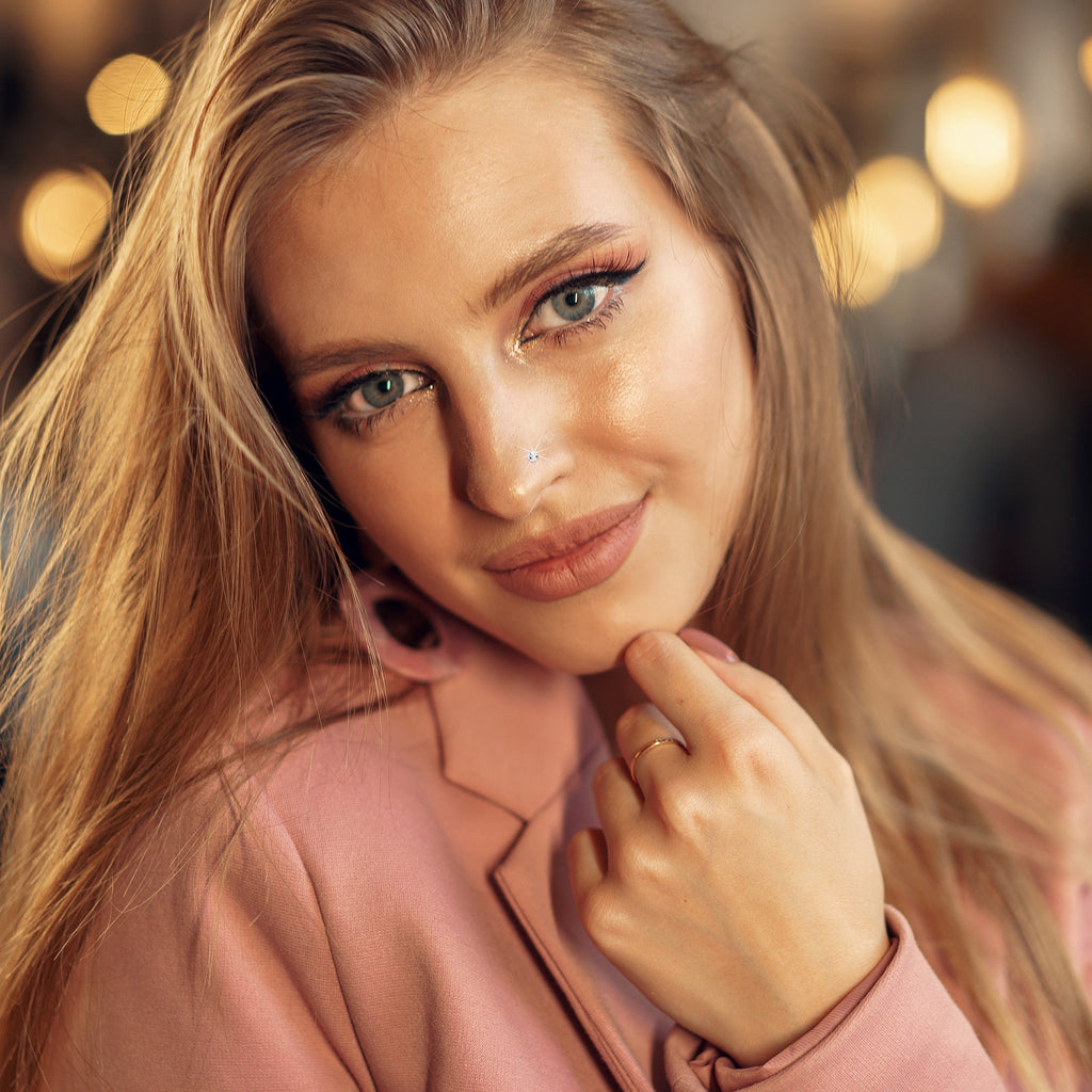 20G Stainless Steel Crystalline Gem Micro Nose Bone