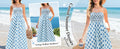Gardenwed Women's Floral Print Maxi Dress Spaghetti Strap Blue Rhombic Size M