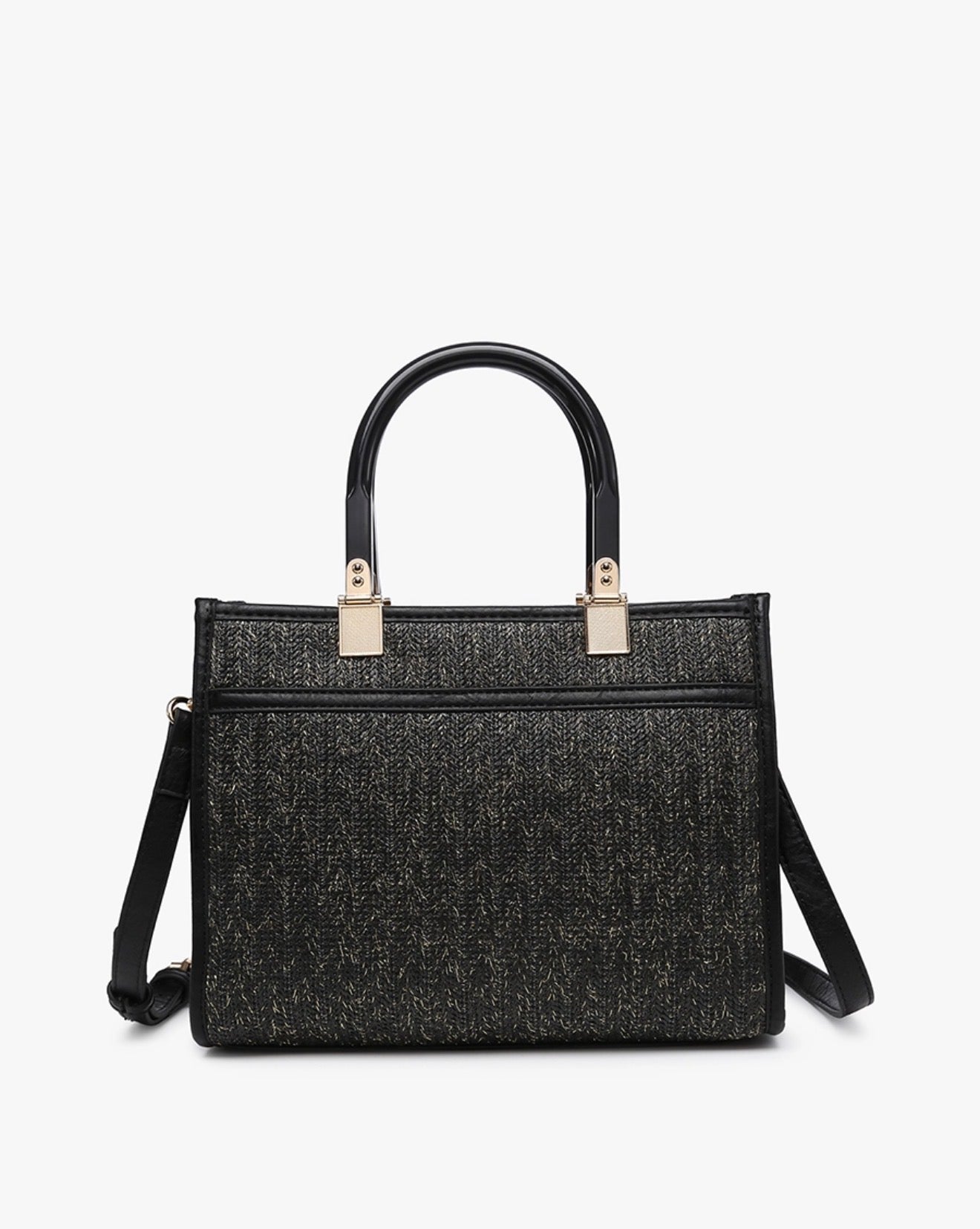 Kaya Rattan Satchel Purse Black