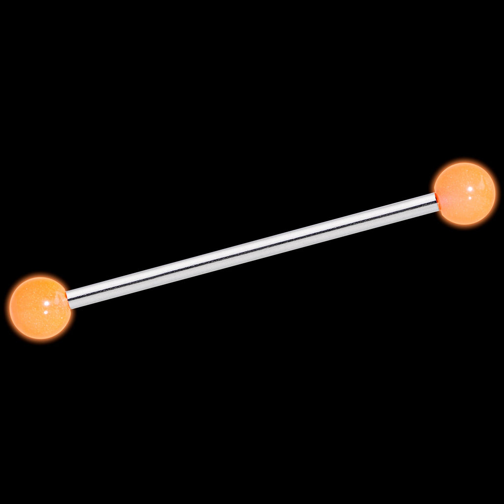 Orange Glow in the Dark Industrial Barbell 35mm
