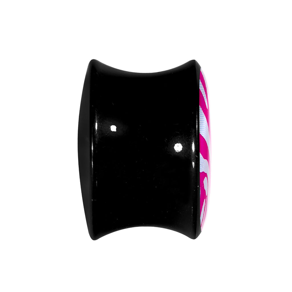 5/8 Acrylic Pink White Zebra Saddle Plug