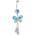 Aqua Gem Butterfly Dewdrops Belly Ring
