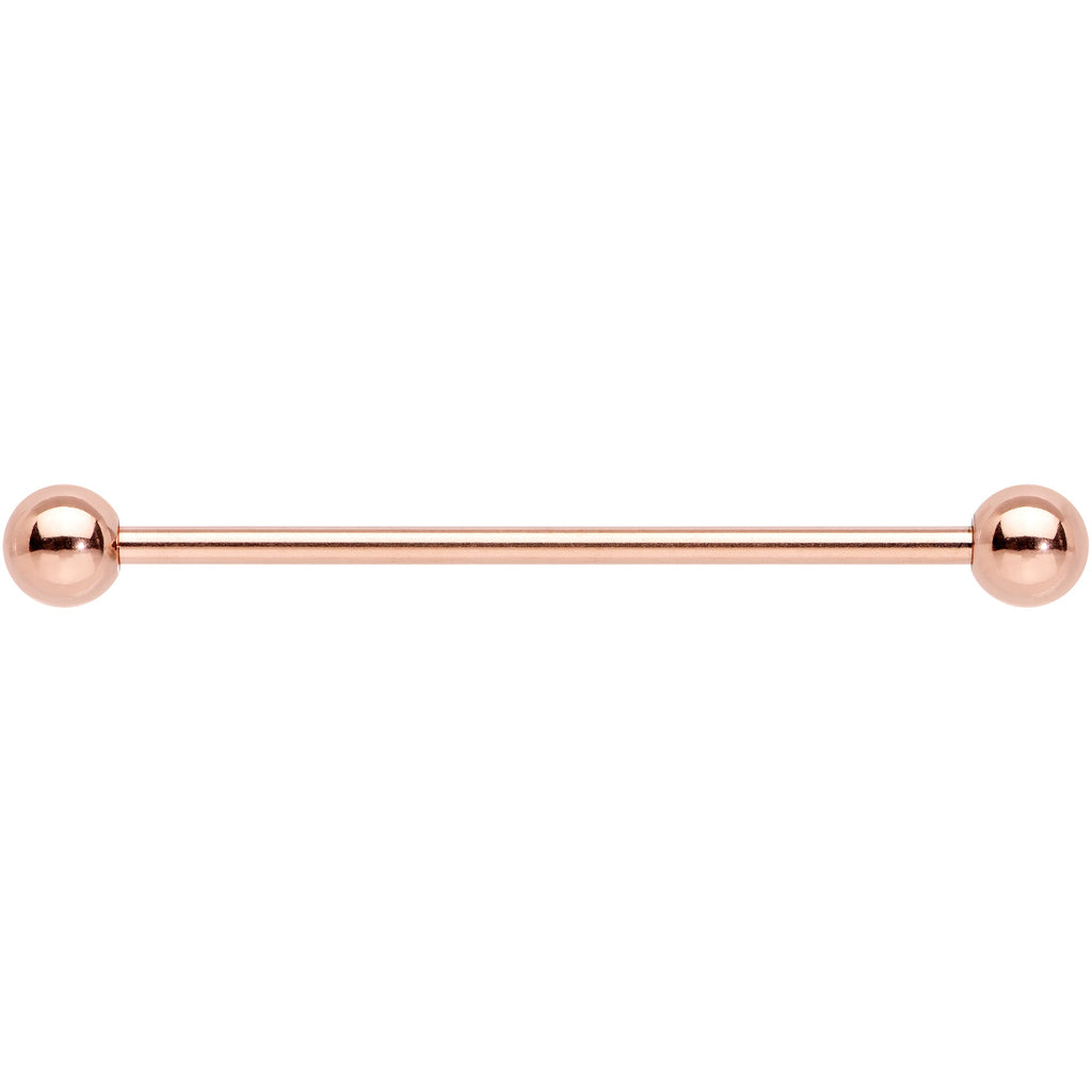 14G 1 3/8 Rose Gold Plated Straight Barbell