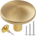 MUMU 6pc 1.65in Round Gold Brushed Oversize Cabinet Knobs Brass Color