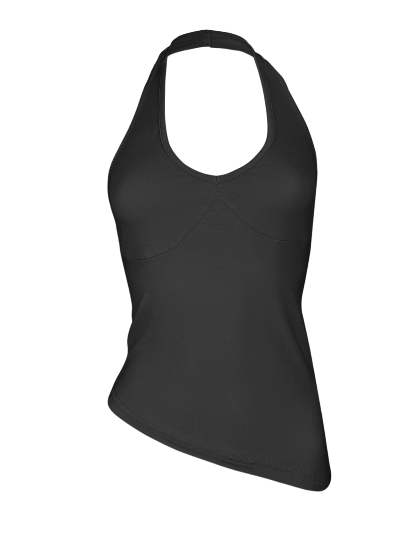 Floral Find Womens Sexy Sleeveless V-Neck Halter Backless Crop Top Black Size S