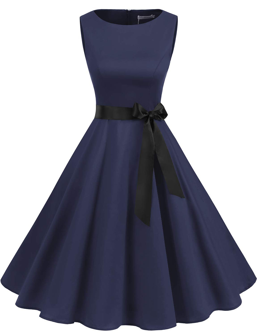 Gardenwed Womens Vintage Swing Dress Sleeveless Boatneck Cocktail Royal Blue XL