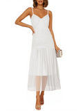 Wenrine Women's Summer Spaghetti Strap Maxi Dress White Size L