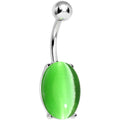 Green Opal Elliptical Belly Ring
