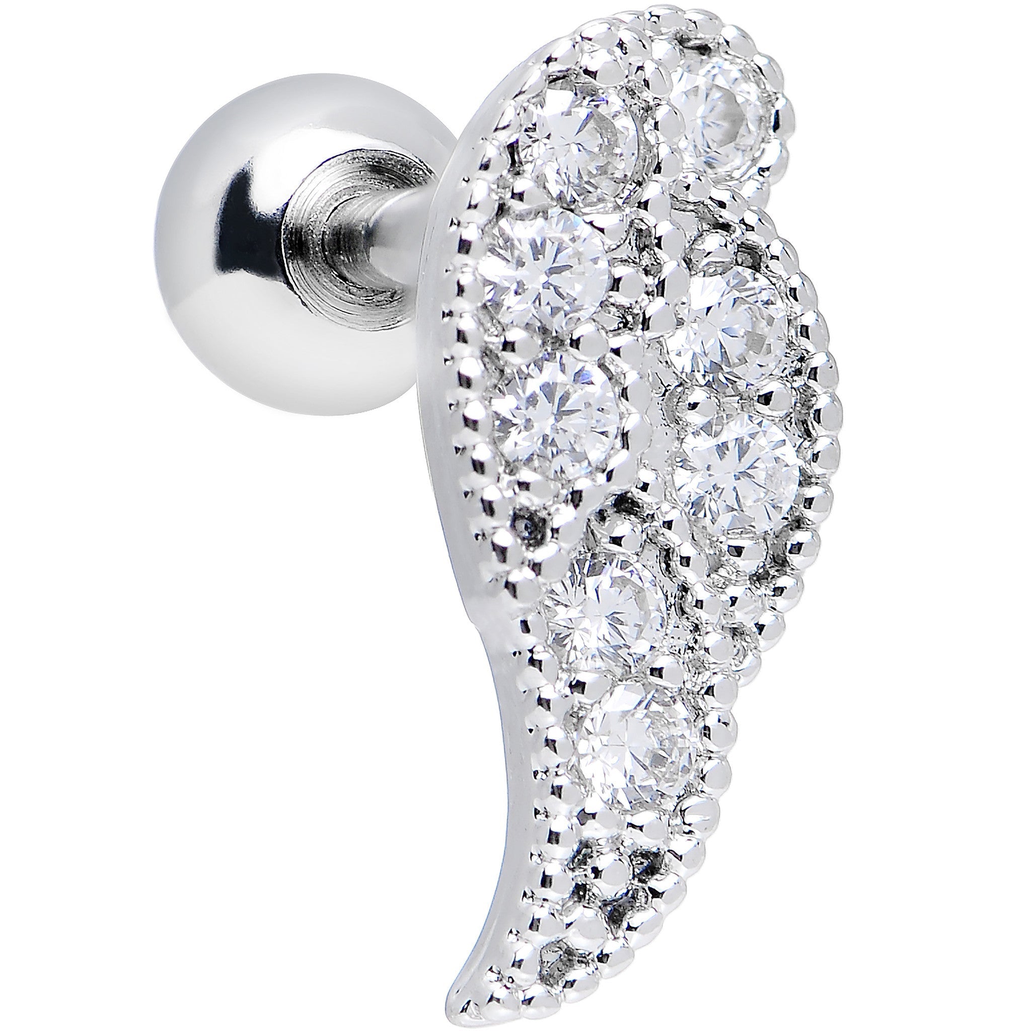 Clear Gem Celestial Angel Wing Right Cartilage Earring