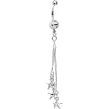 Clear Shooting Star Dangle Belly Ring Created with Crystals