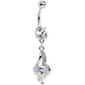 Clear Gem Fancy Fun Dangle Belly Ring Created with Crystals