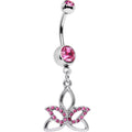 Pink Gem Live in the Light Lotus Flower Dangle Belly Ring