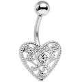 Clear Gem Heavy Heart Belly Ring