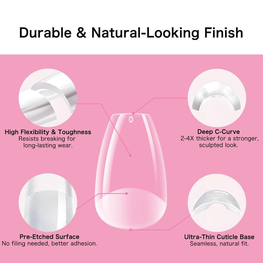 Creaglam Short Square Nail Tips 240Pcs Clear Acrylic 12 Sizes Soft Gel