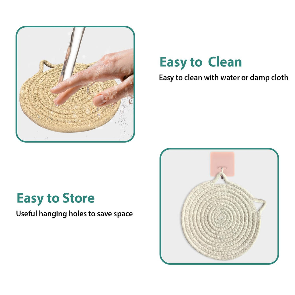 UKJENT Cotton Trivet Mats 4 Pcs Heat Resistant Pot Holders 7" & 9" Multi Color