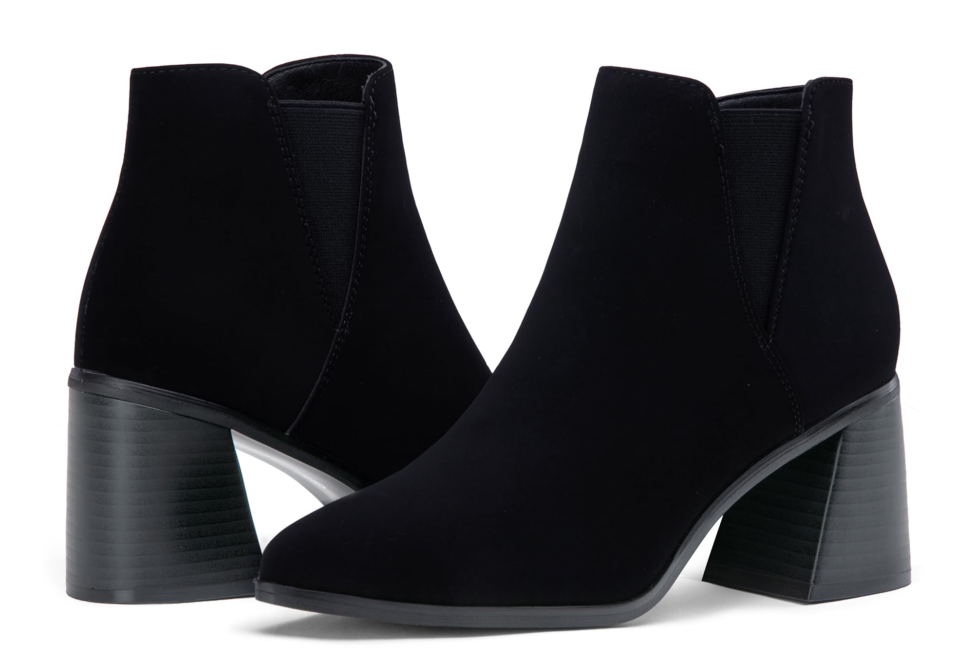 Vepose Women's Ankle Booties Pointed Toe Block Heel Blacknubuck Size 10