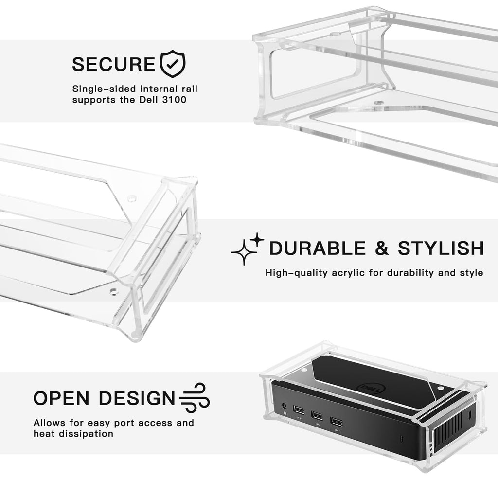 CaSZLUTION Docking Station Mount Clear for Dell D3100 Dock Holder