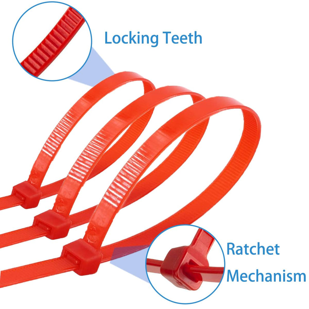 Aroono 500pcs 4in Red Nylon Zip Ties 40lb Strength UV Resistant