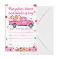 YGRBXJZD Fall Pumpkin Birthday Invitation Girl Pink Floral 4x6 20 Sets