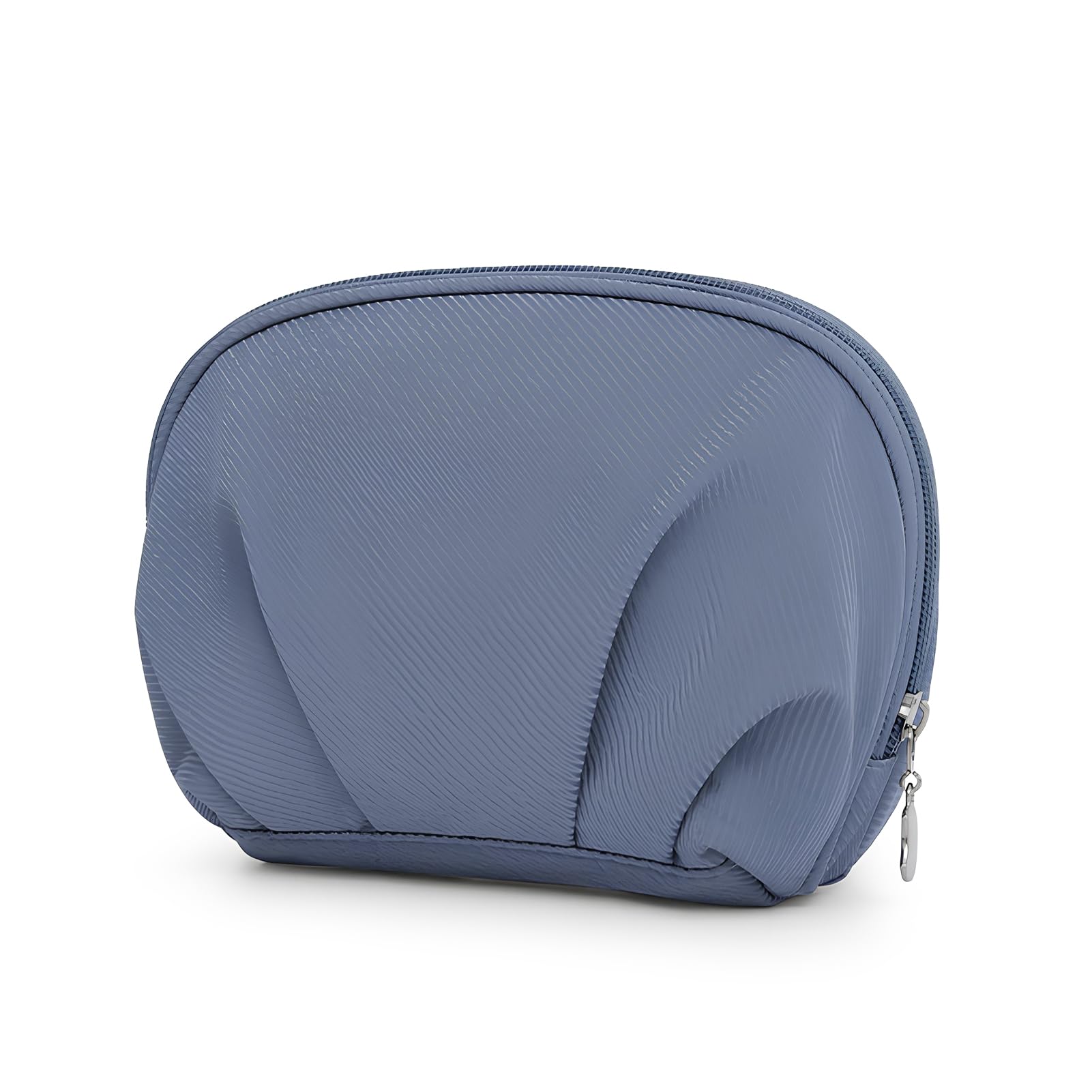 E-Tree Makeup Bag Half Moon Cosmetic Pouch Travel Toiletry Organizer Blue