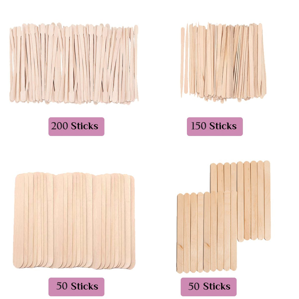 Mibly 500 Pcs Wooden Wax Sticks Assorted Applicator Spatulas for Body Face Legs
