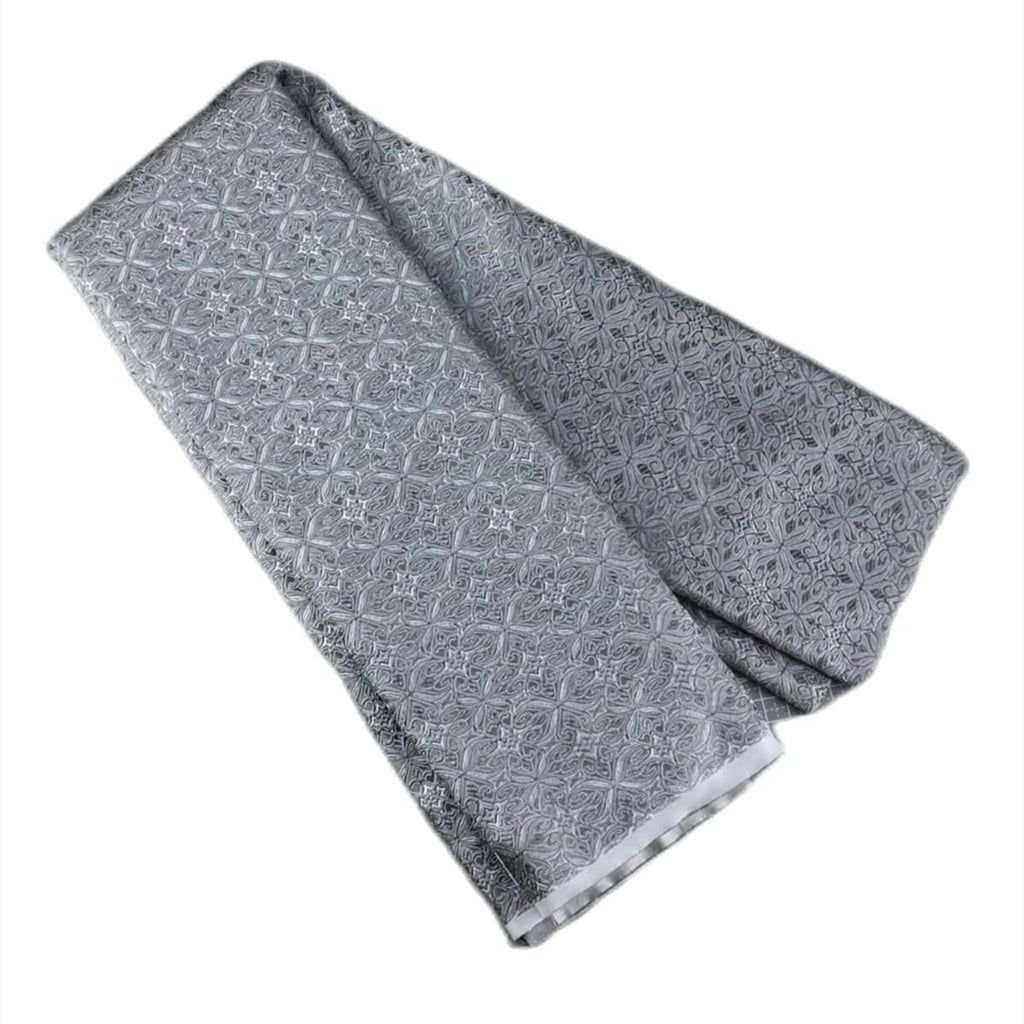 Tinakim Jacquard Brocade Faux Silk Fabric Grey Cut by The Yard