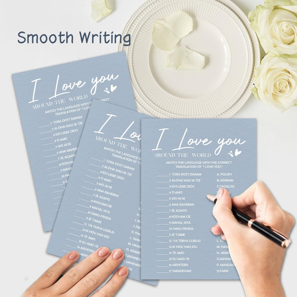 MBYHP I Love You Bridal Shower Game Cards 30 Pcs Blue Wedding Party