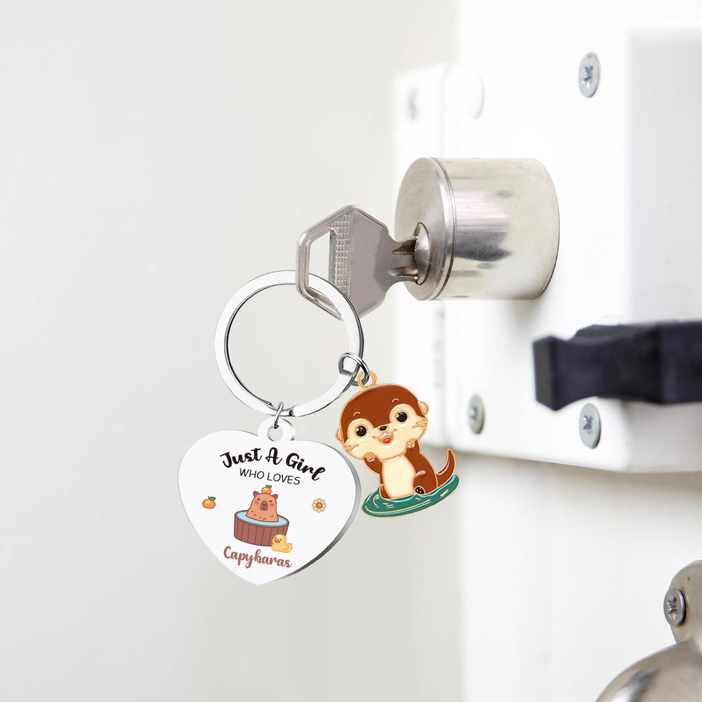 GiftoBi Capybara Animal Keychain Stainless Steel 3x3cm Silver B Unisex