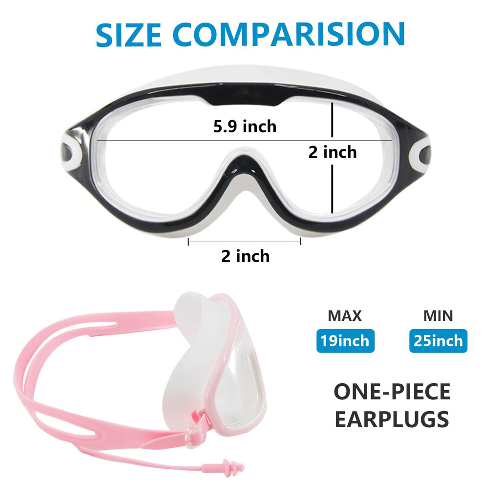 DCRWVCTON Adult Swim Goggles 2 Pack Anti-Fog Leak-Proof Clear with Ear Plugs