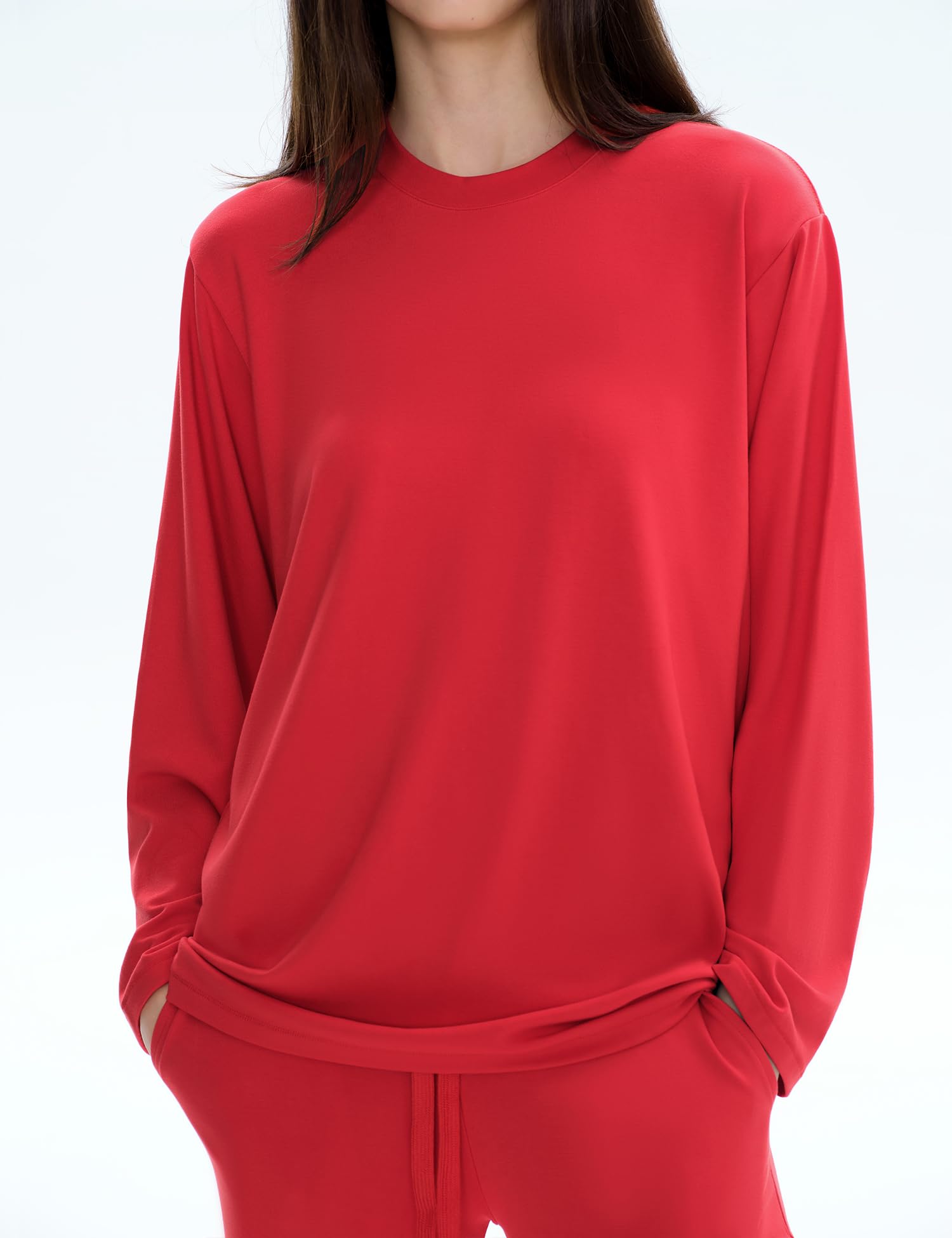 C202 Women's Two Piece Sweatsuit Tracksuit Casual Chic Scarlet Size L