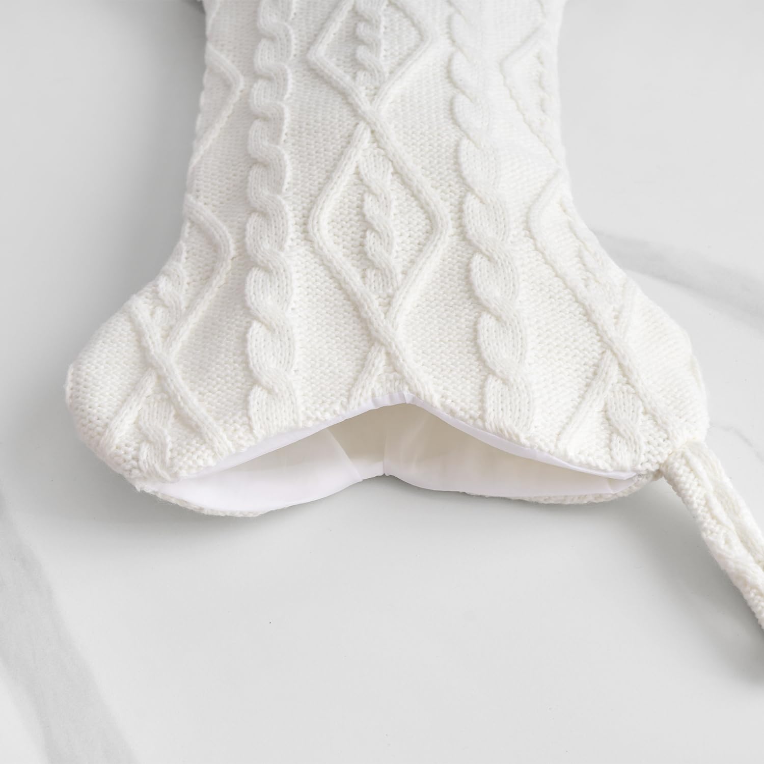 Mayler Yee Dog Christmas Stocking White Knit Bone Shape 16.7x9.6 Inch