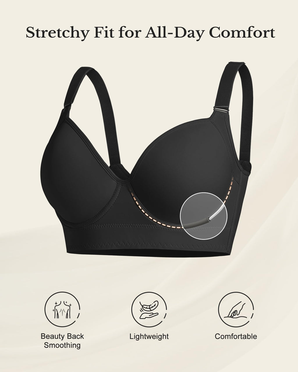 QDN Supportive Push Up Strapless Bra Black Size 42C