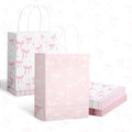 BOXOB Pink Bow Gift Bags 12pcs 8.27x6.3x3.15in Pink White Party Favor
