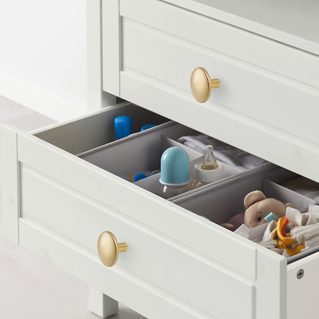 MUMU 6pc 1.65in Round Gold Brushed Oversize Cabinet Knobs Brass Color