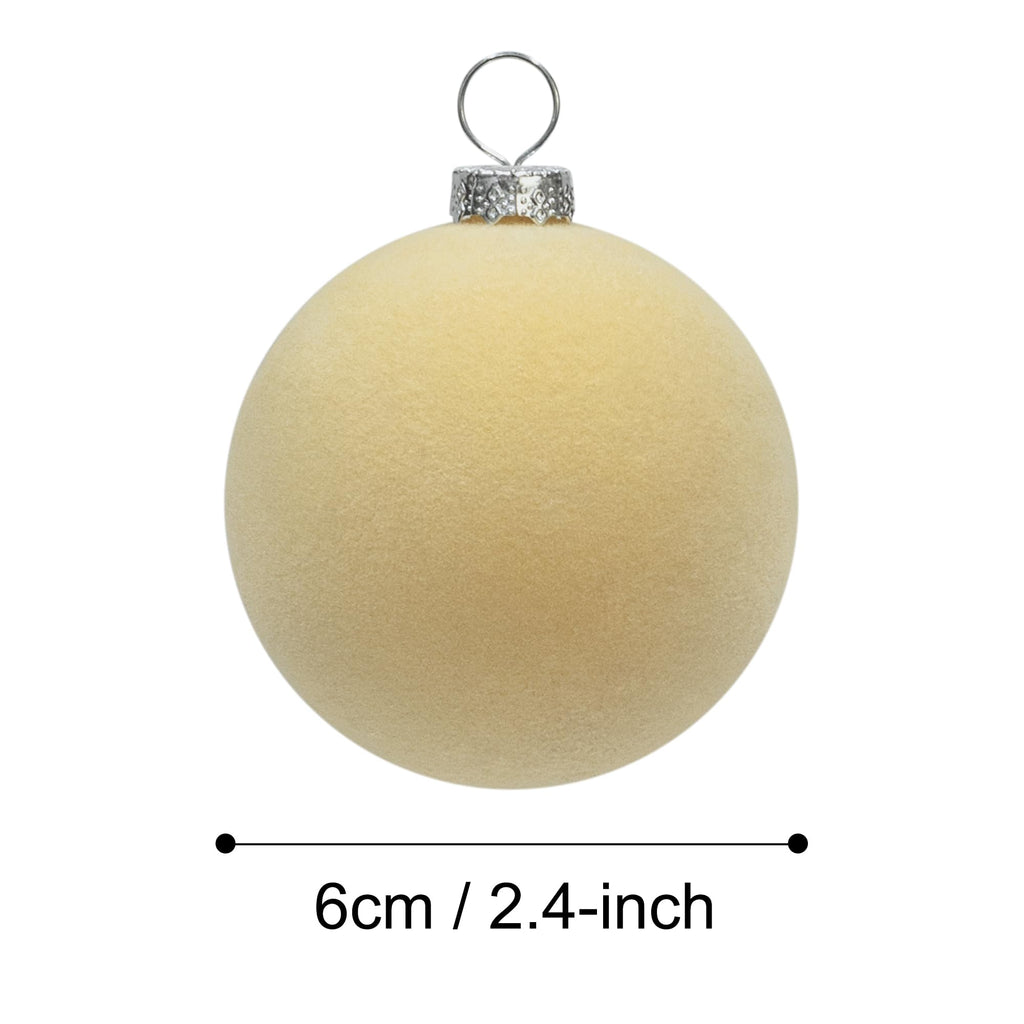 KI Store Beige Velvet Christmas Balls Ornaments 6pcs 2.36in Party Decor