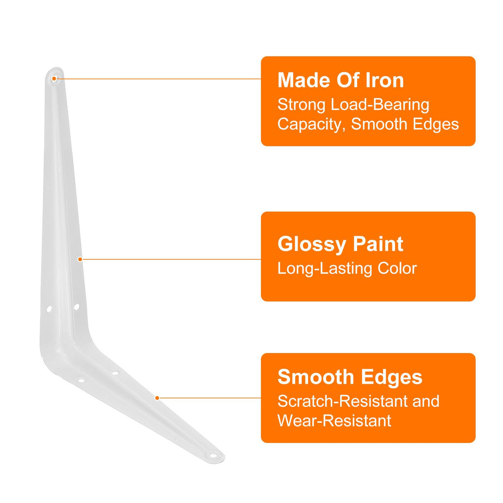 uxcell Floating Shelf Bracket 8x6in Iron L Bracket White 10 Pack