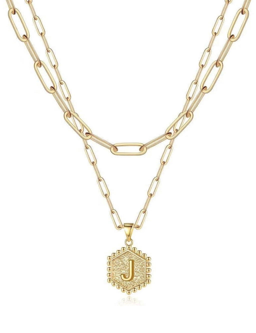 Hermosos collares con iniciales de oro en capas (A-Z)