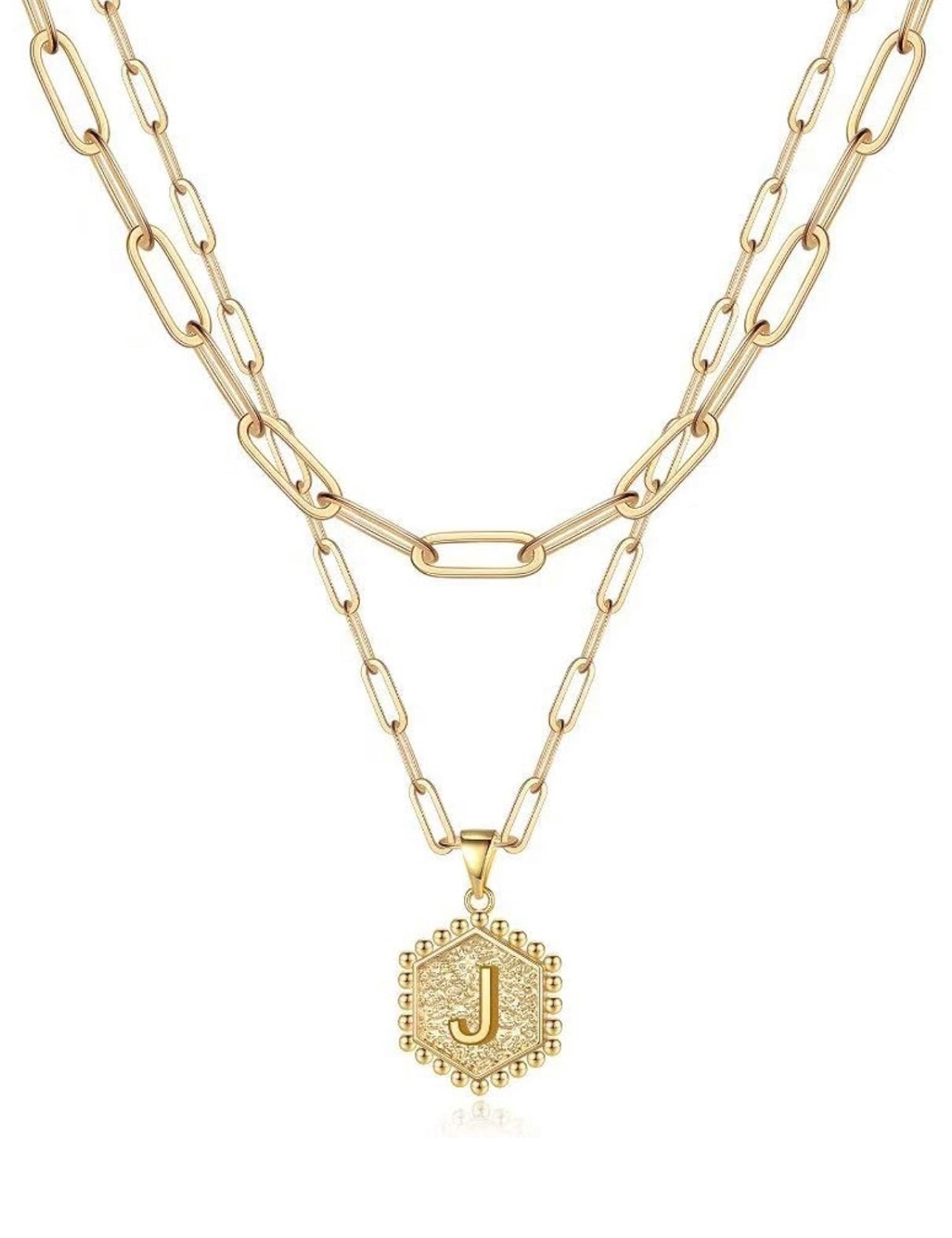 Hermosos collares con iniciales de oro en capas (A-Z)