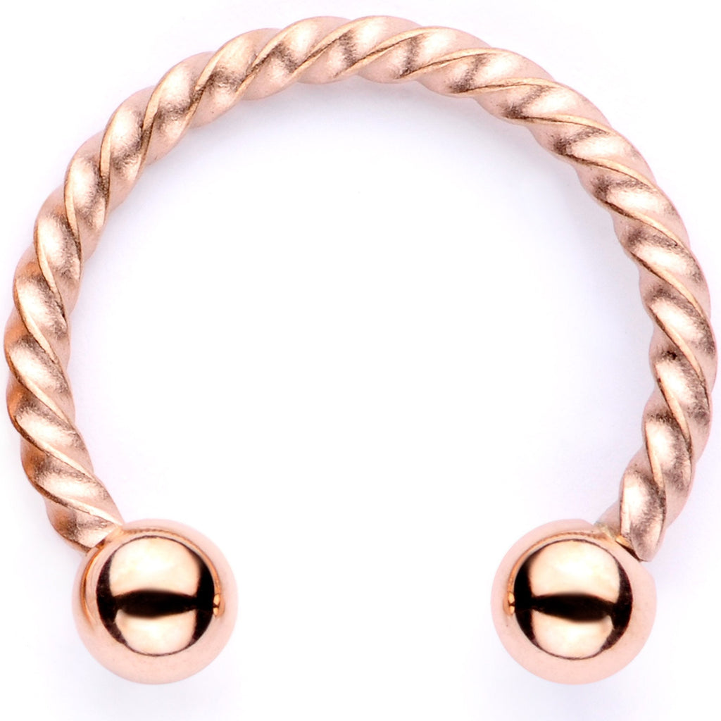 16G 3/8 Teal Faux Opal Rose Gold Tone Horseshoe Closure Ring Set
