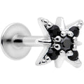 16G 5/16 Black Gem Compass Star Labret Monroe Tragus
