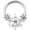 16G 3/8 Clear CZ Gem Flower BCR Captive Ring