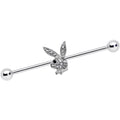 14G Licensed Playboy Bunny Clear Gem Industrial Barbell 38mm
