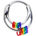 16G 3/8 Double Rainbow Gay Pride Septum Clicker