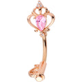 Pink CZ Gem Rose Gold Tone Princess Key Belly Ring