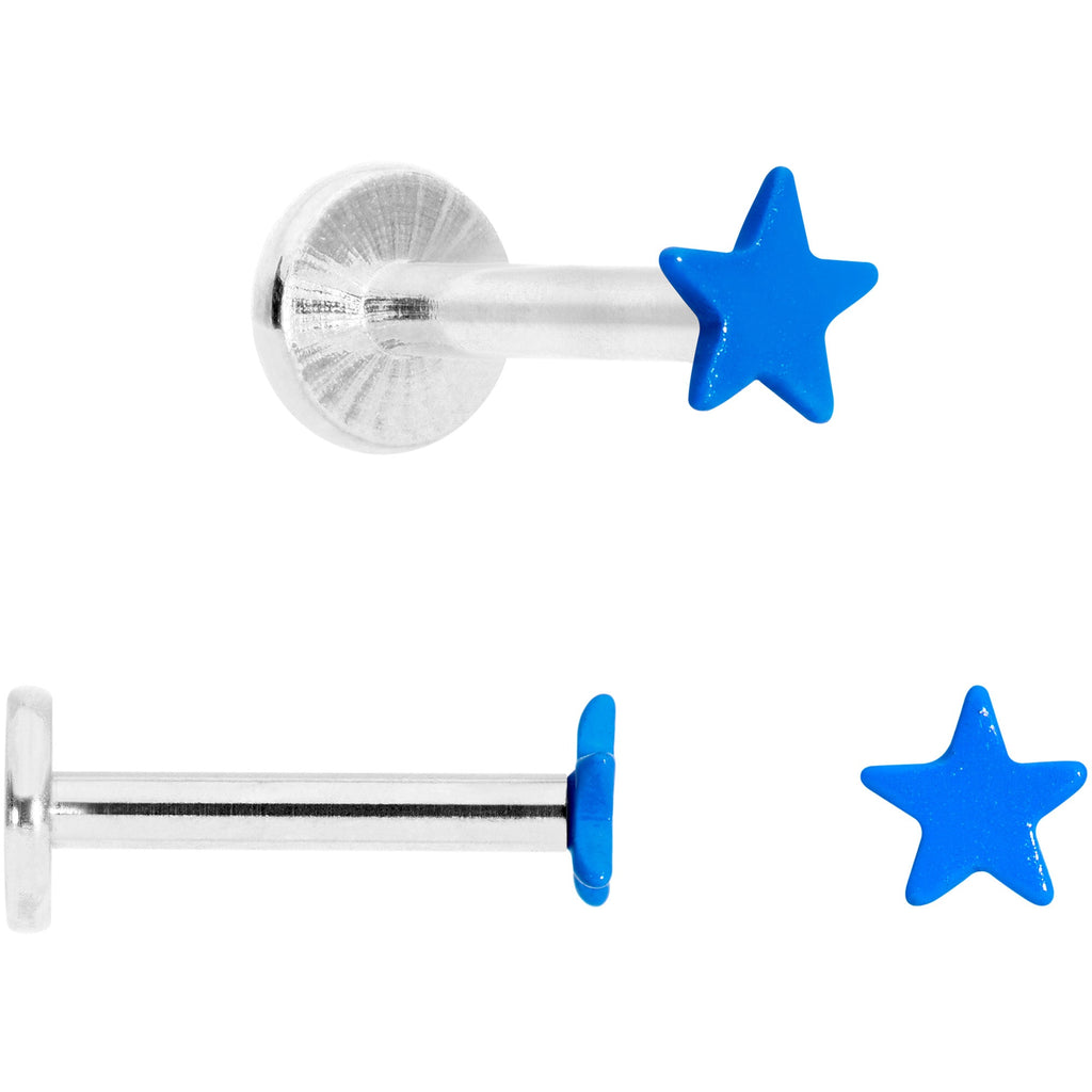 16G 5/16 Blue Glow Star Heart Labret Set of 3