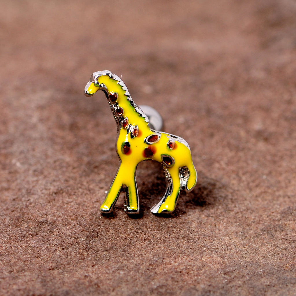 16G 1/4 Brown Yellow Giraffe Cartilage Tragus Earring