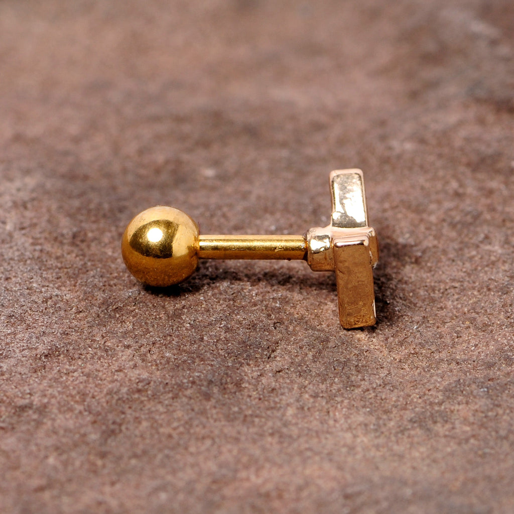 16G 1/4 Clear Gem Gold Tone Bow Tie Cartilage Tragus Earring