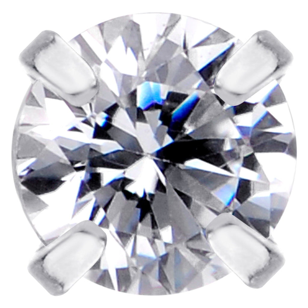 18G 1/4 Clear CZ Gem G23 Titanium 4mm Cartilage Tragus Earring