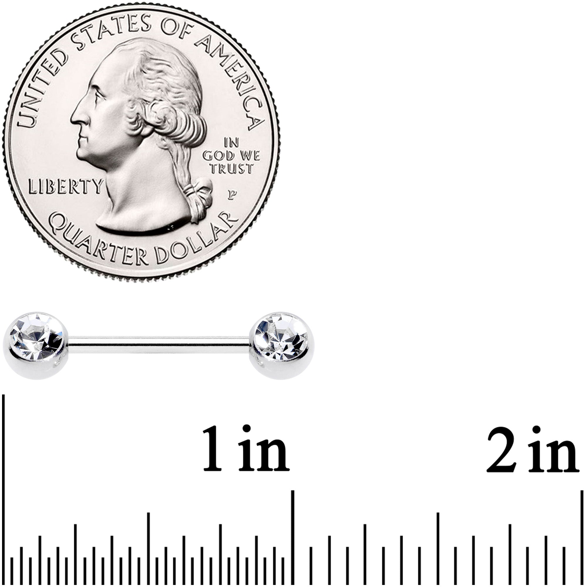 14G 5/8 Clear Gem Double Front Facing Barbell Nipple Ring Set