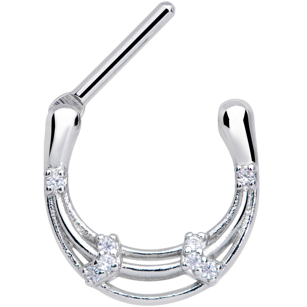 16G 3/8 Clear Gem Bands Open Loops Septum Clicker